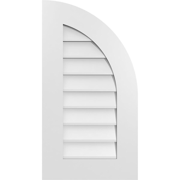 Ekena Millwork Quarter Round Top Right Surface Mount PVC Gable Vent w/ 3-1/2"W x 1"P Standard Frame, 16"W x 30"H GVPQR16X3001SN - main